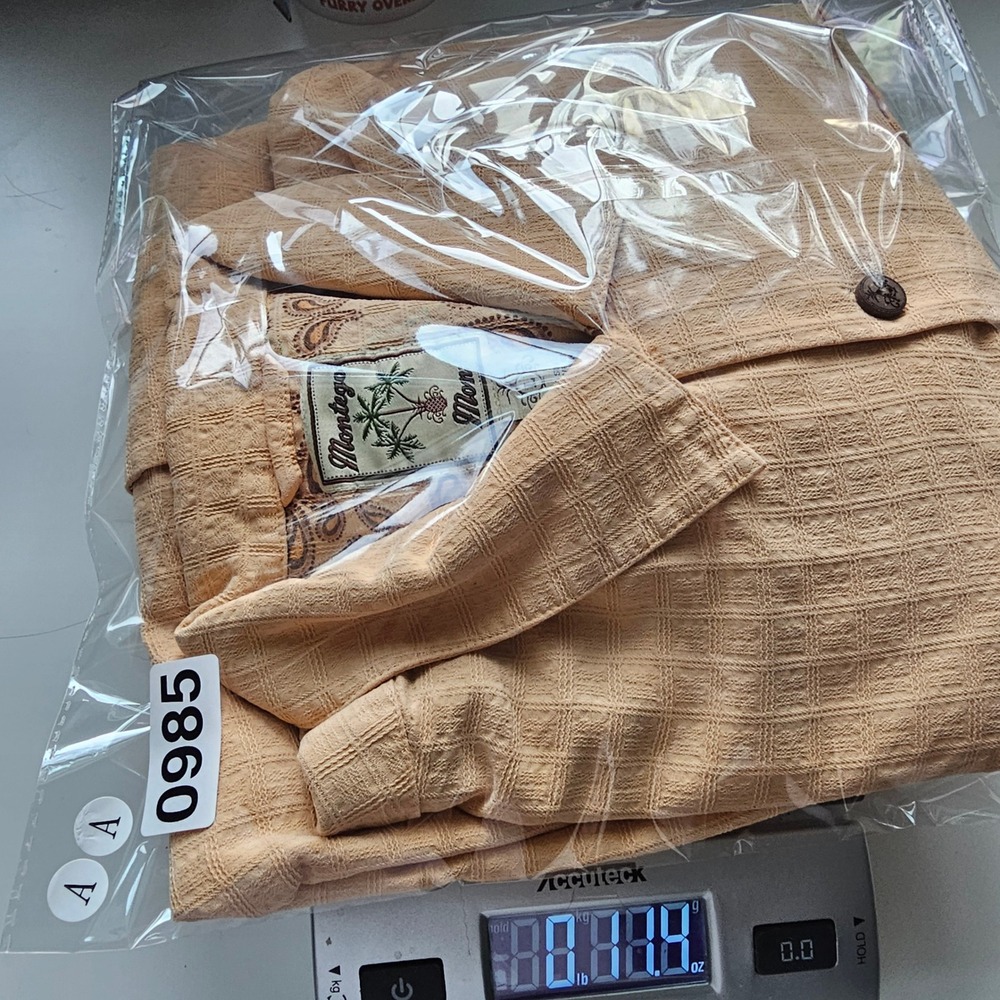 Montego Mon Mens Silk Embroidered Drinks On Me Shirt L Peach Tiki Resort - Picture 12 of 12